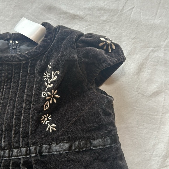 Old Navy - Lined Velvet dress with embroidered flowers. Size 12-18 months - Picture 5 of 5